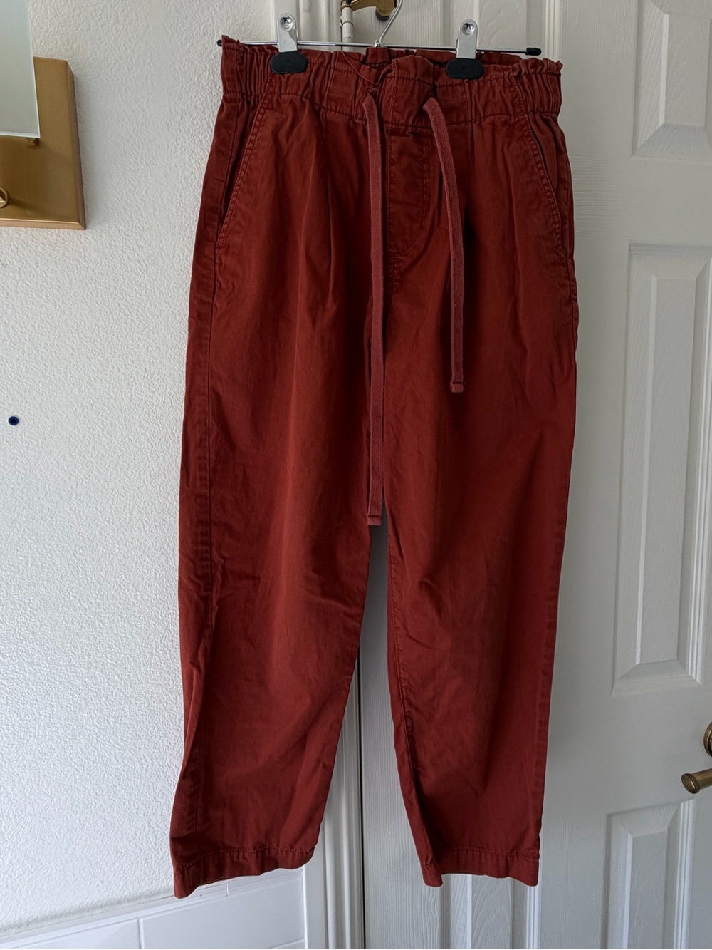 LOFT Womens Drawstring Chinos in Brick Red